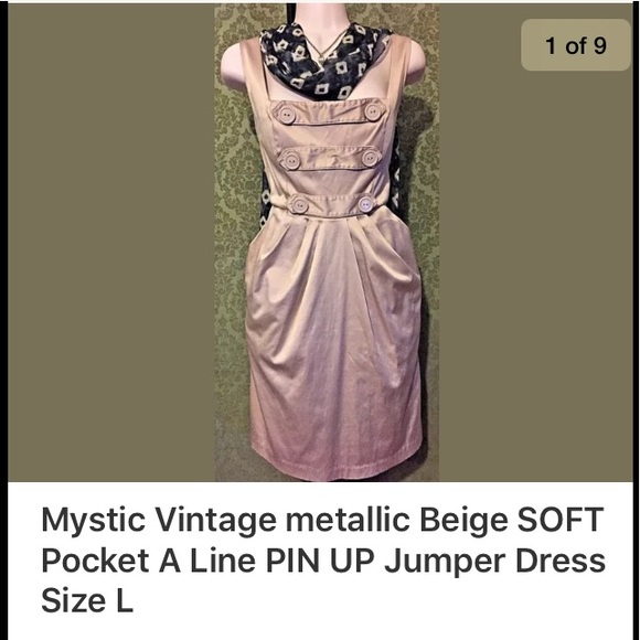 Vintage mystic Dresses & Skirts - Vintage beige mystic METALLIC pocket jumper EUC L